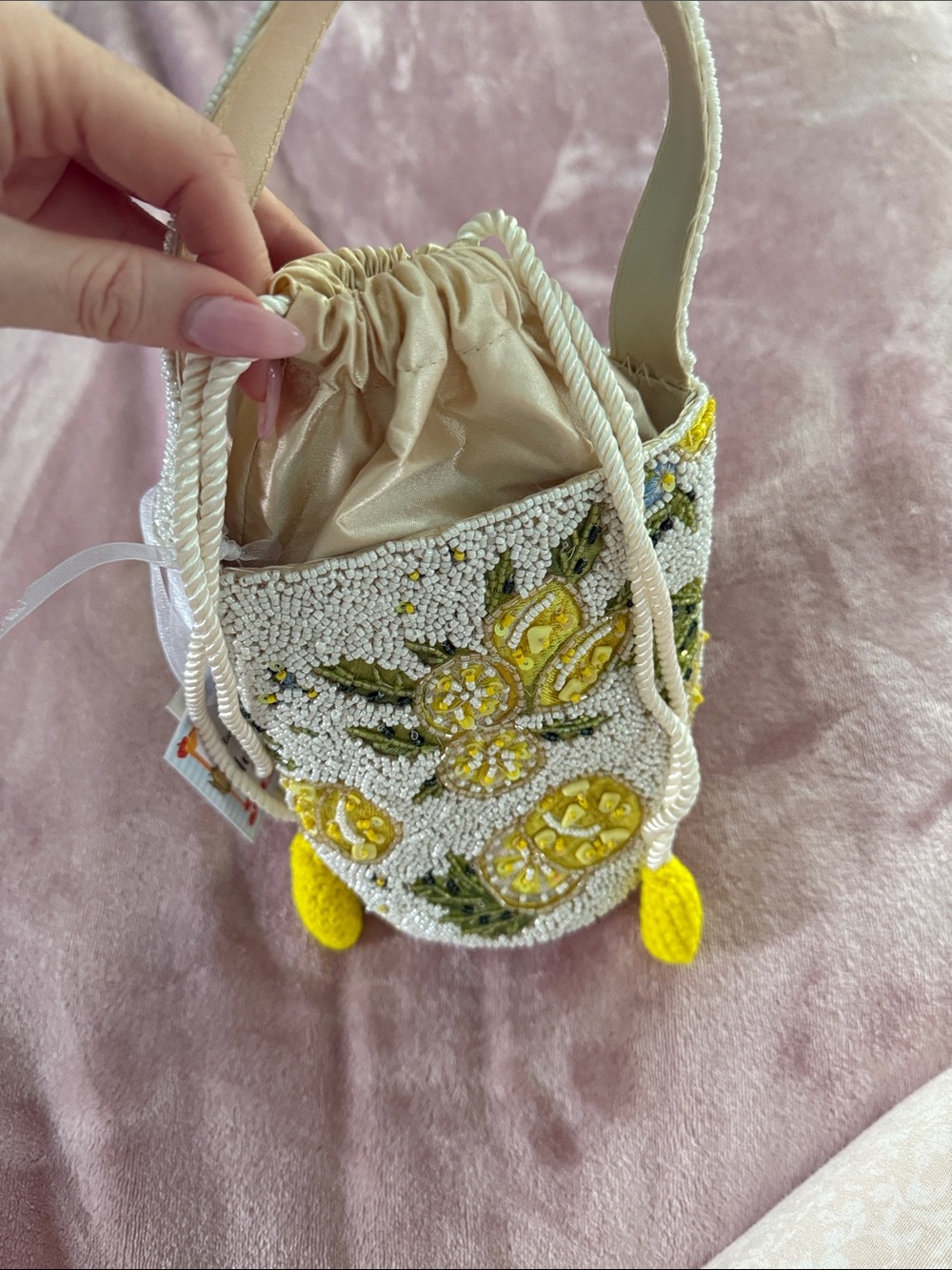Bucket beaded bag lemons - Picture 5 of 7